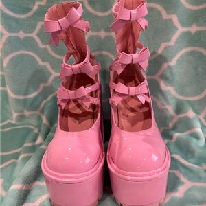 Sugar Thrillz Pink Bow Platform Shoes